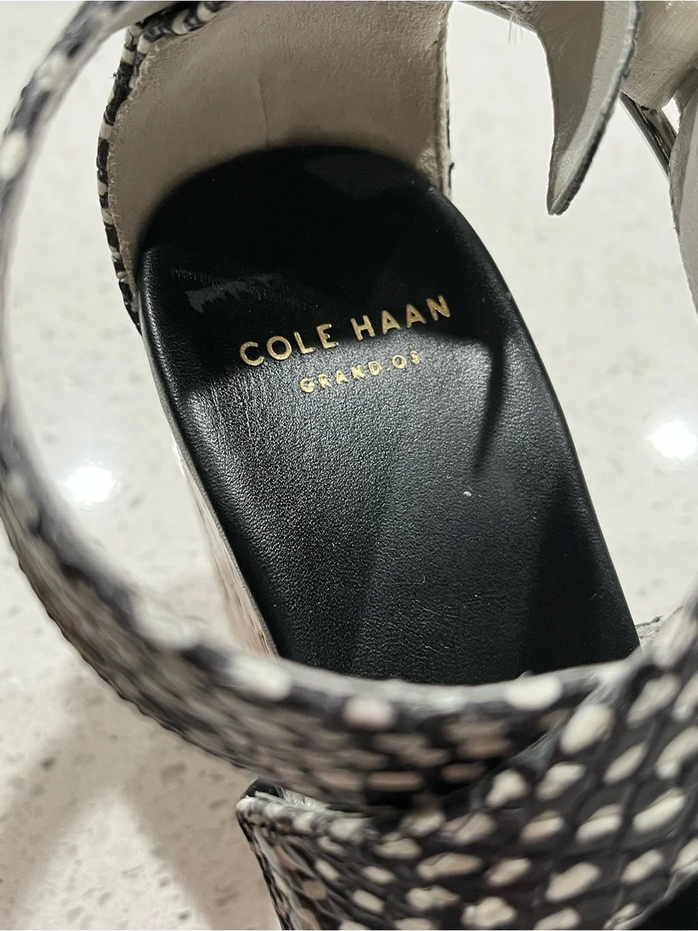 Cole Haan Women's Jillian Wedge Black/White Dot Print Wedge Sz 5.5B